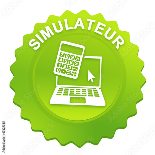 simulateur sur bouton web denté vert