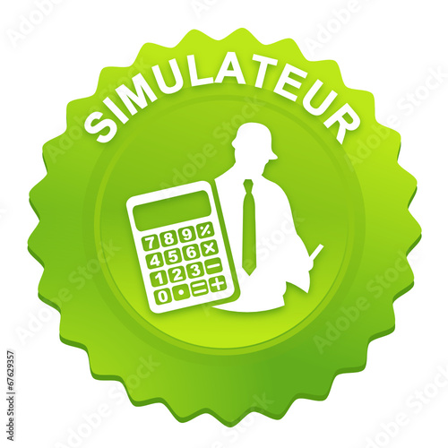 simulateur travaux sur bouton web denté vert