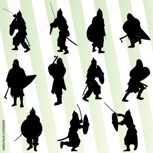 Medieval knight, warrior, crusader vector background concept