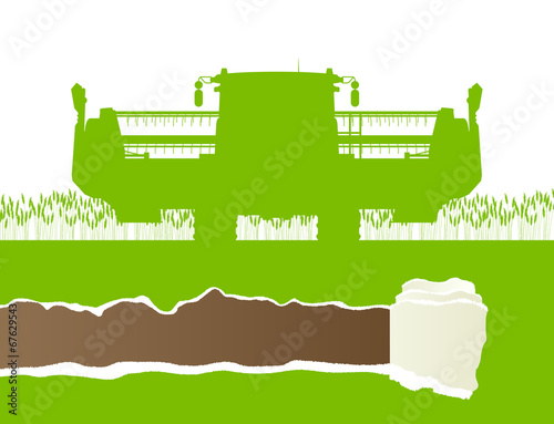 Agricultural combine harvester in grain field seasonal farming l