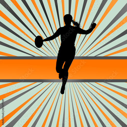 Rugby player woman silhouette vector background