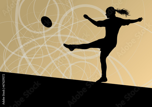 Rugby player woman silhouette vector background