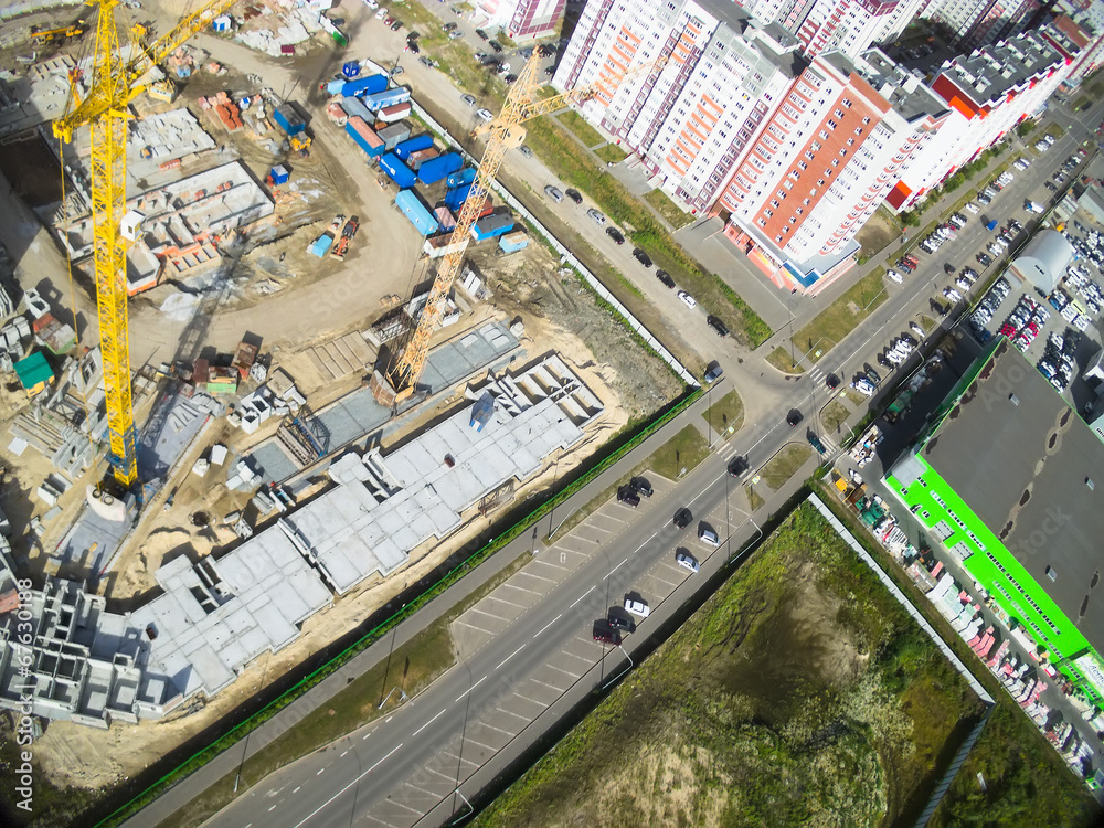 Bird's eye view on construction site Bird's eye view on construction site