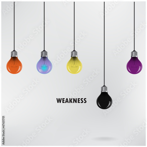 Creative light bulb Idea concept background,differen ce concept