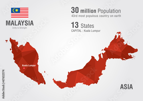 Malaysia world map with a pixel diamond texture.