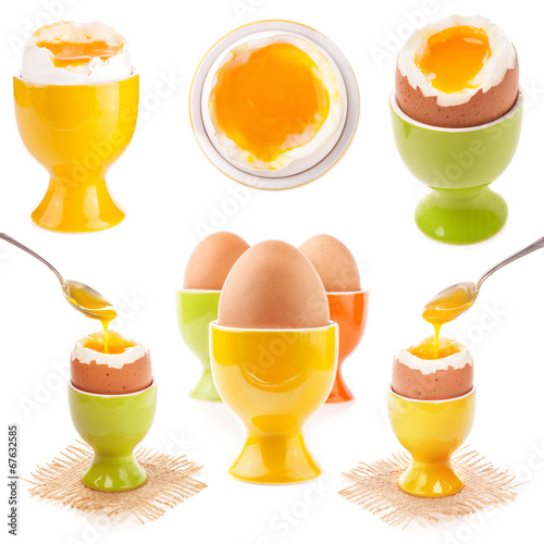 Slika na platnu Light boiled egg in egg cup isolated on white