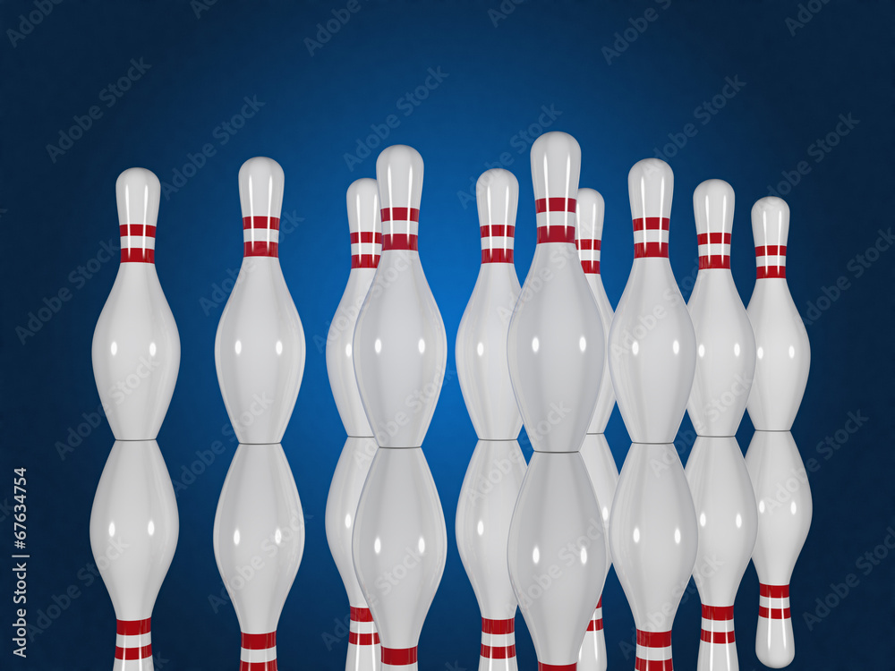 Bowling pins on a blue background Bowling pins on a blue background