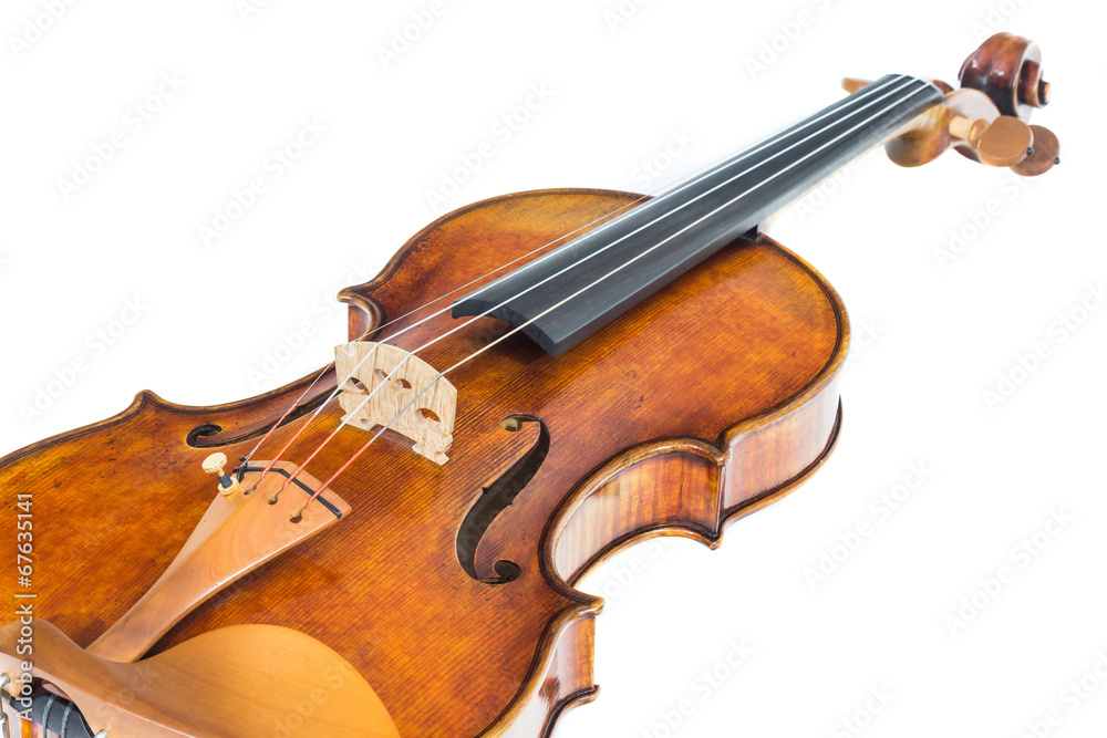 Antique violin isolated on the white background Antique violin isolated on the white background