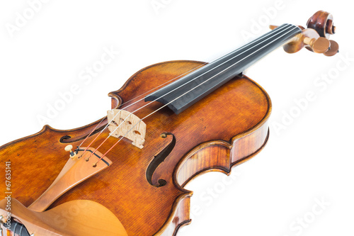 Antique violin isolated on the white background