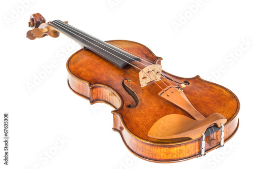 Antique violin isolated on the white background