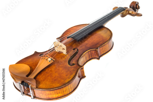 Antique violin isolated on the white background
