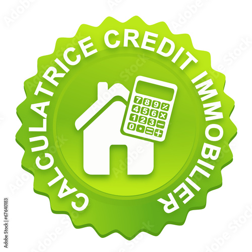 calculatrice immobilier sur bouton web denté vert