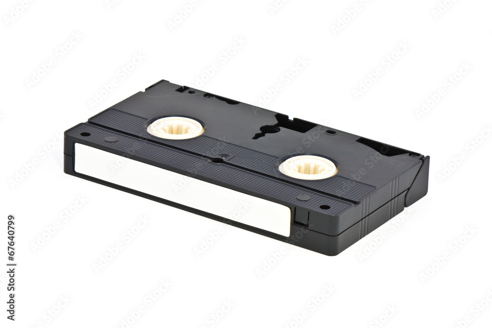 VHS video tape cassette on white background VHS video tape cassette on white background