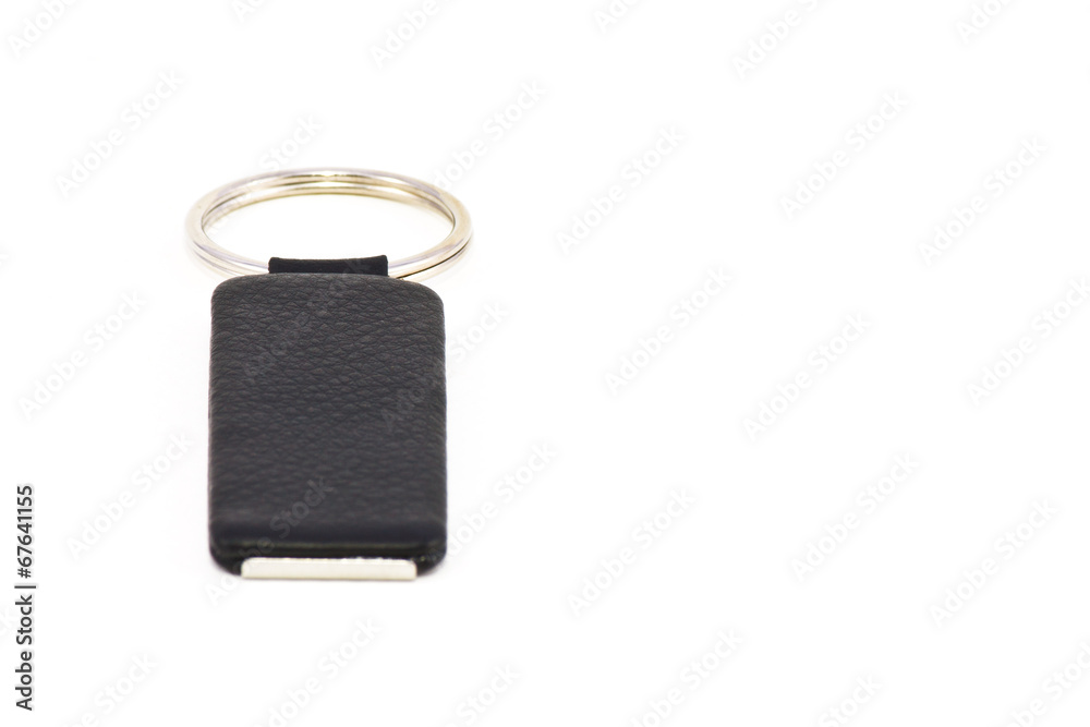 Leather key chain on white background Leather key chain on white background