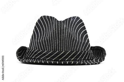 black fedora hat on white background