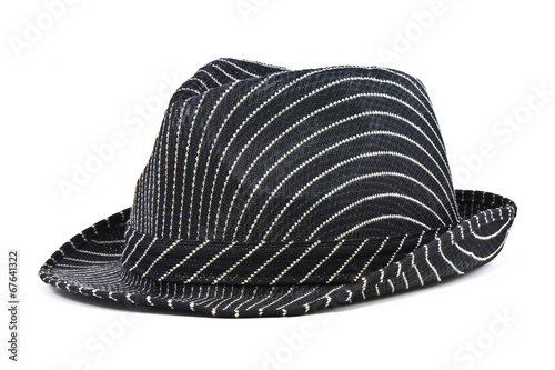 black fedora hat on white background