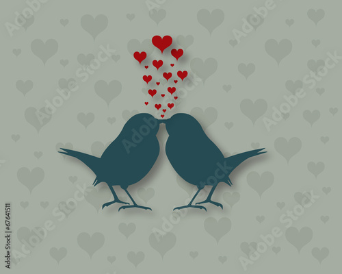 Silhouette of kissing birds