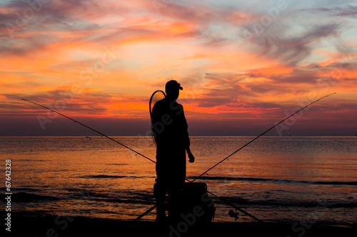 Angler at sunset