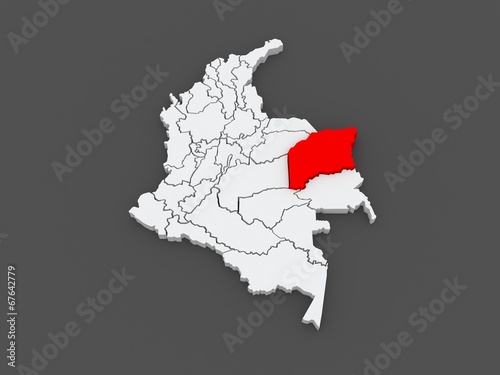 Map of Vichada. Colombia. photo