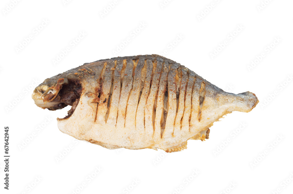 Vietnamese Deep fried fish isolated on white background Vietnamese Deep fried fish isolated on white background