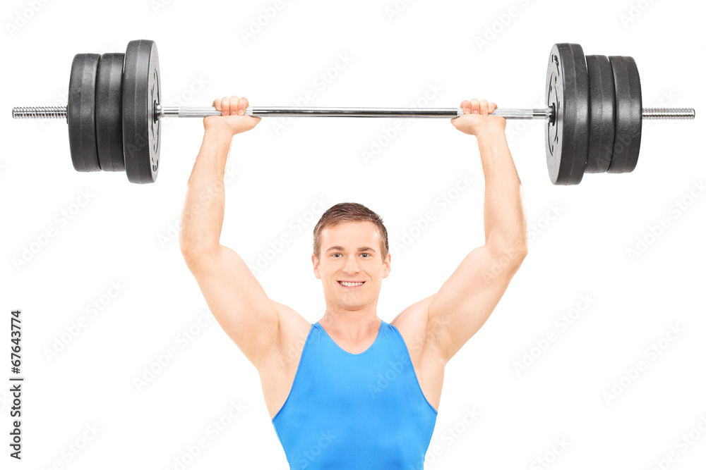 Male athlete holding a heavy weight