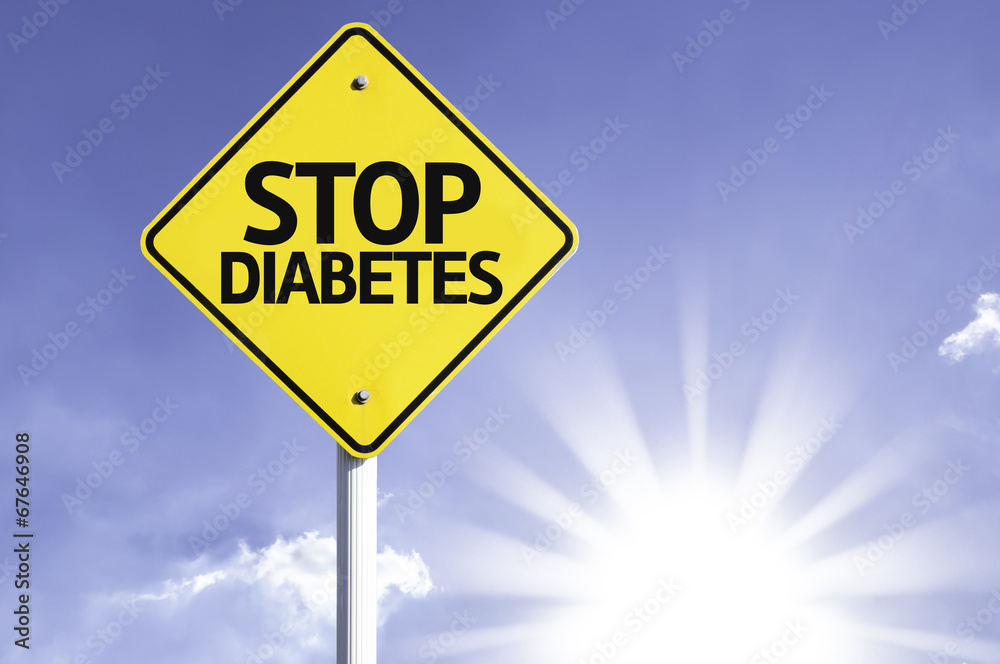 Stop Diabetes road sign with sun background Stop Diabetes road sign with sun background