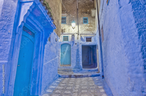 Night on city streets of Chefchaouen, Morocco © Anibal Trejo