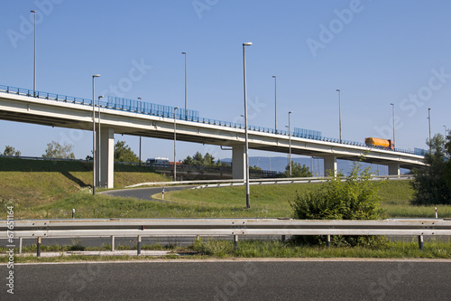 Overpass on highway near capital Zagreb in Croatia