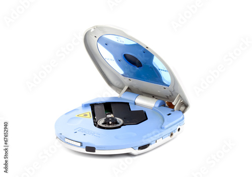 Portable Cd Player On White Background photo