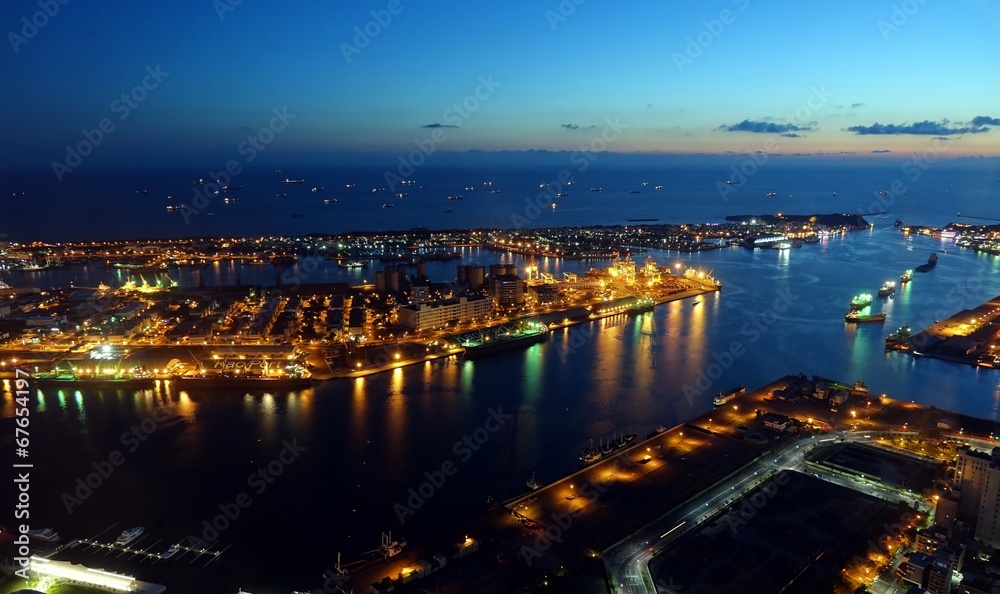 Beautiful View of Kaohsiung Port at Evening Time