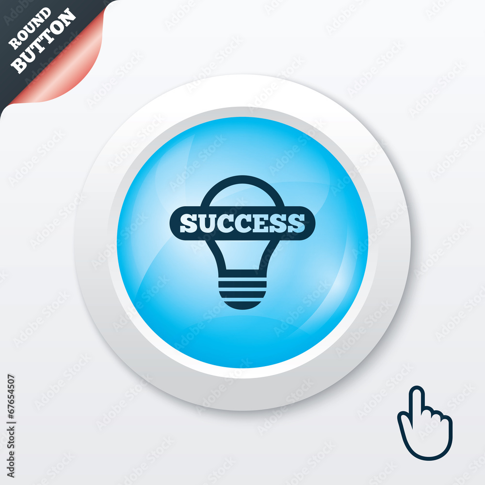 Light lamp sign icon. Bulb with success symbol Light lamp sign icon. Bulb with success symbol