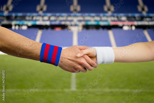 Photography handshake of  between  Barcelona and  Madrid