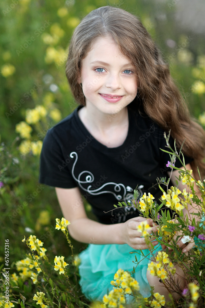 portrait of little girl outdoors in summer portrait of little girl outdoors in summer