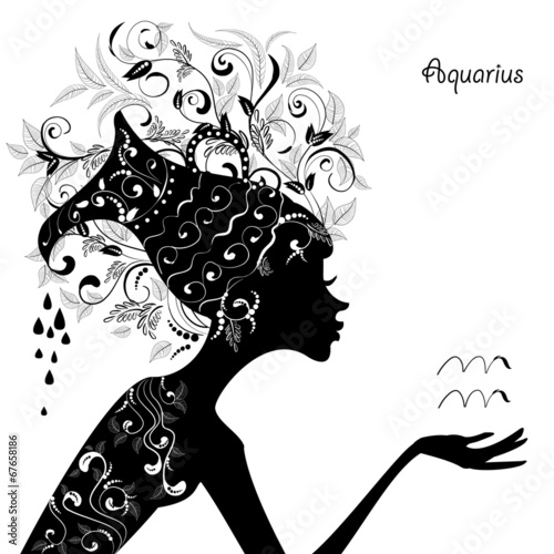 Zodiac sign aquarius. fashion girl