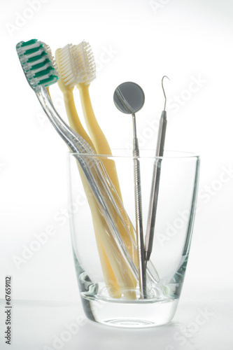 Toothbrush dentist Drill and tools with white background