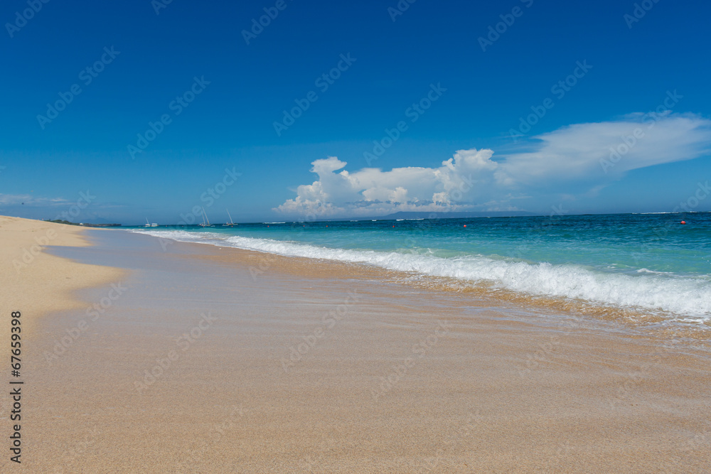 Beautiful tropical beach with lush vegetation