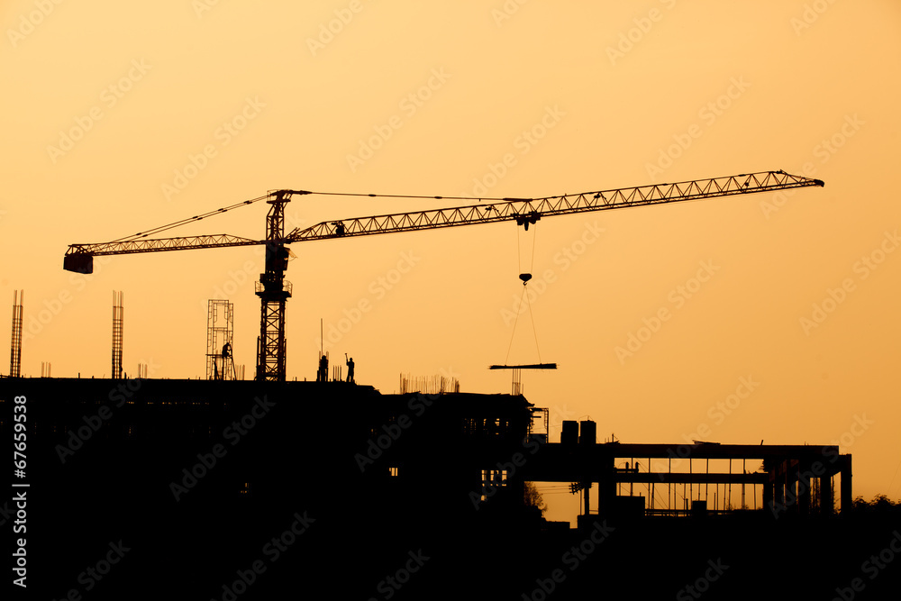 Fototapeta premium Silhouette of Construction Site