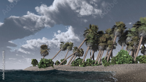 Bild auf Leinwand Thunder-storm on tropical island