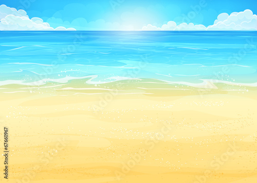Illustration background with ocean and beach