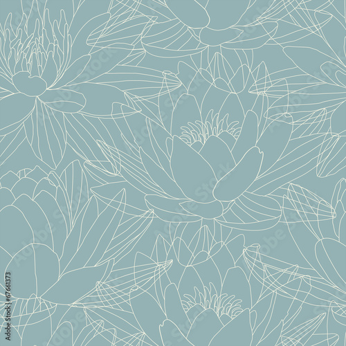 Lotus flowers in seamless pattern