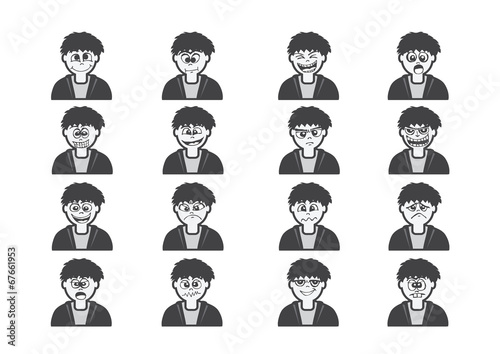 Cartoon faces Set drawing illustration