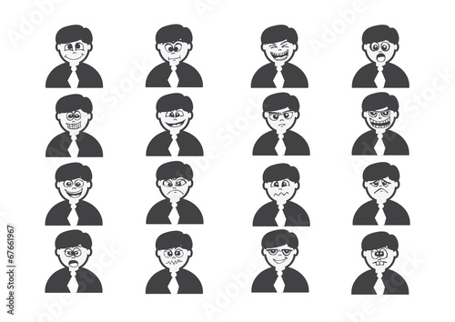 Cartoon faces Set drawing illustration