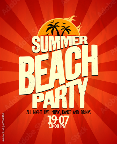 Summer beach party poster. photo