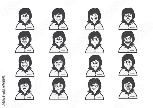 Cartoon faces Set drawing illustration