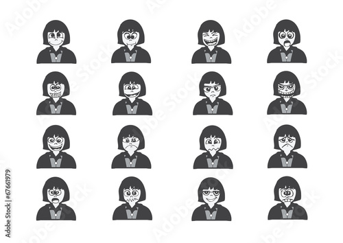 Cartoon faces Set drawing illustration