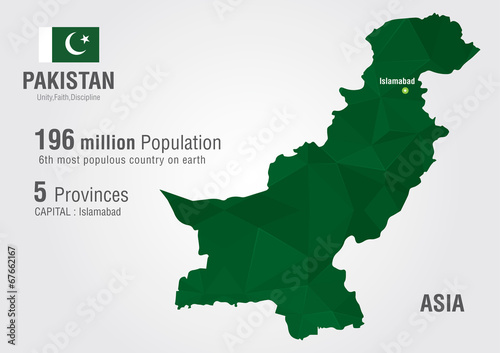 Pakistan World Map with a pixel diamond texture.