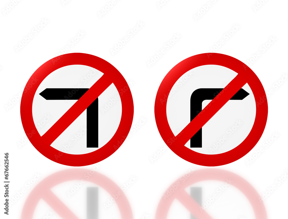road sign no turn left and right road sign no turn left and right