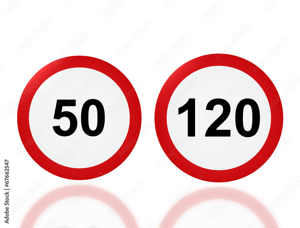 road sign Speed limit 50 and 120 road sign Speed limit 50 and 120