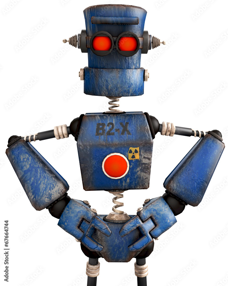 old robot cartoon is waiting Stock Illustration | Adobe Stock