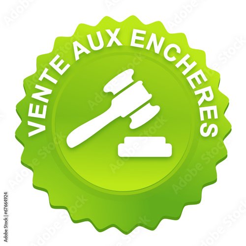 vente aux enchères sur bouton web denté vert